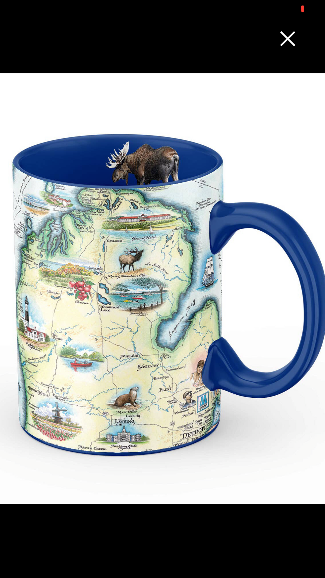 MUGS MICHIGAN MAP w/ moose